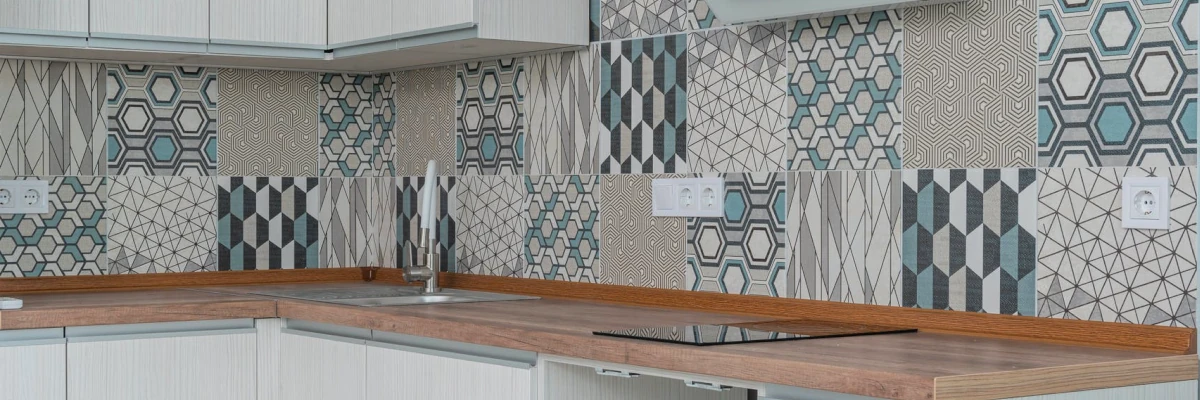 a kitchen based geometric pattern display
