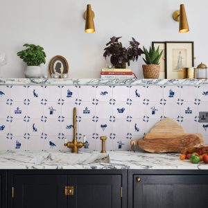 A rustic Kitchen using the Dyrham Dairy Design Tiles