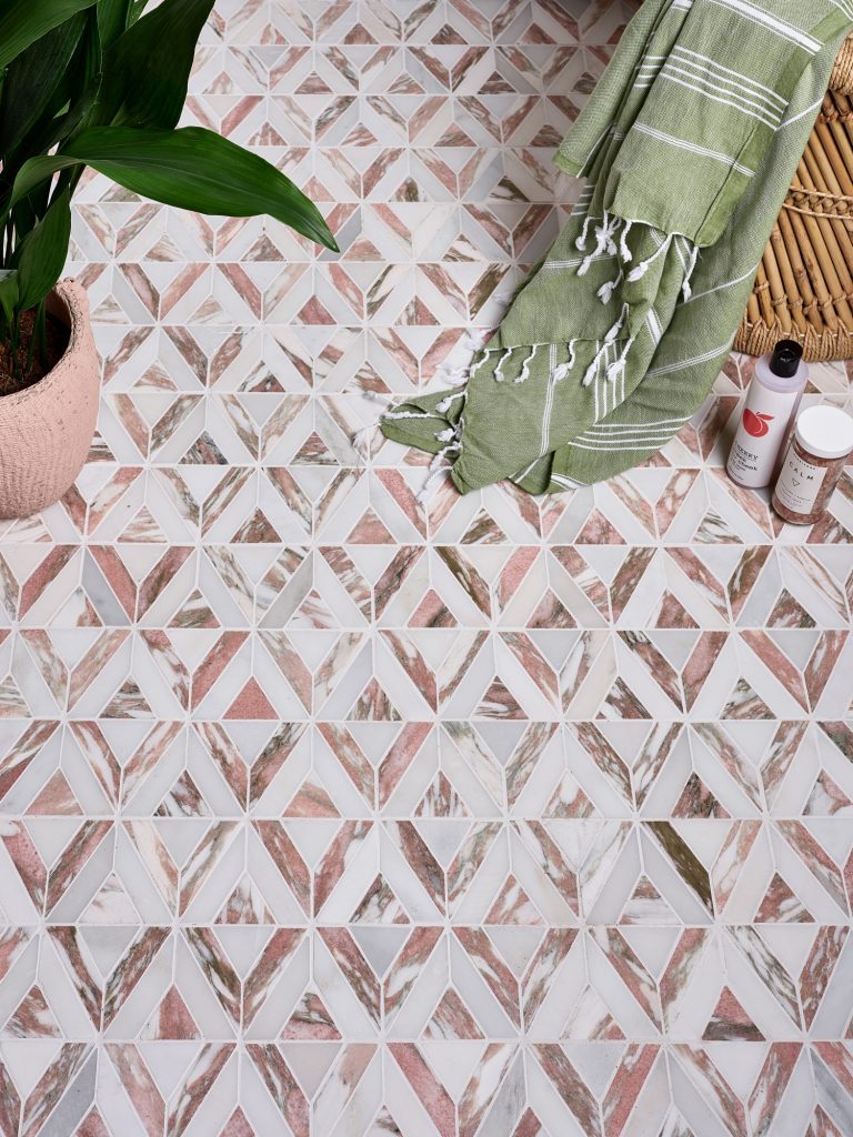 Ca' Pietra East Java Temple Flamingo Marble Mosaic Floor Tiles at