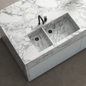 Marble double sink unit