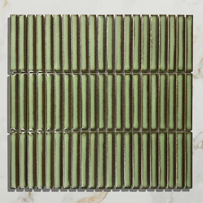 Ca' Pietra Bamboo Lustre Porcelain Mosaic Avocado tile