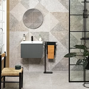 Ca' Pietra Bologna Geo Porcelain Geometric Pattern bathroom