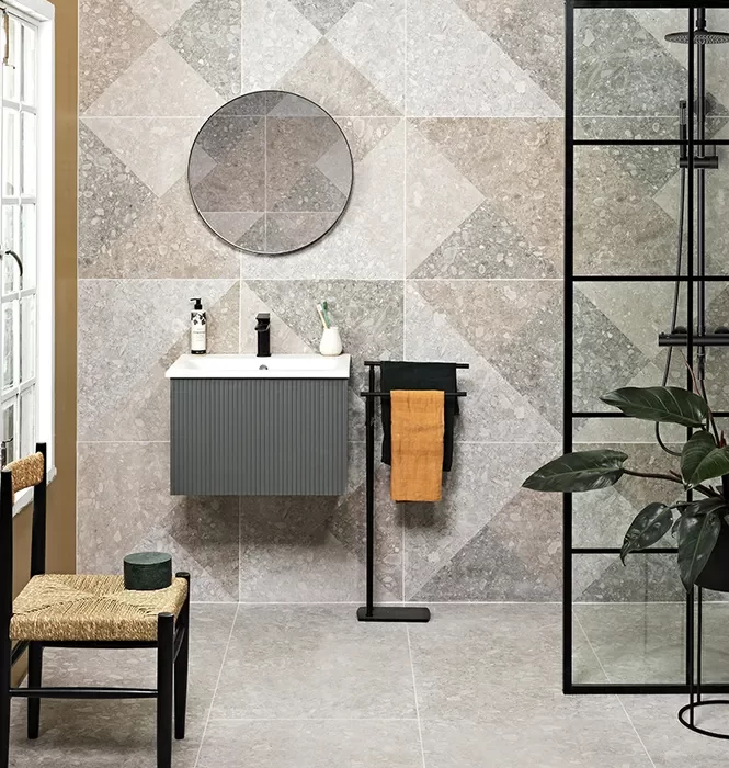 Ca' Pietra Bologna Geo Porcelain Geometric Pattern bathroom