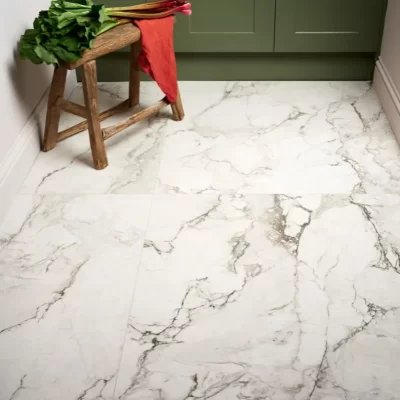 marble floor tiles Ca' Pietra Sculpture Grande Porcelain Carrara Marble Effect