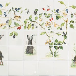 Family of Hares on Off White