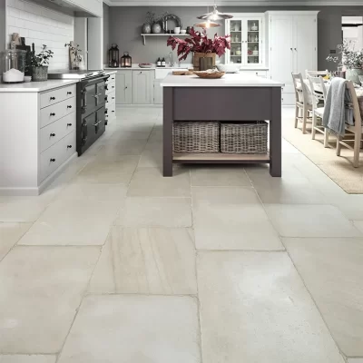 Natural stone floor tiles Ca' Pietra Dorchester Sandstone in a kitchen
