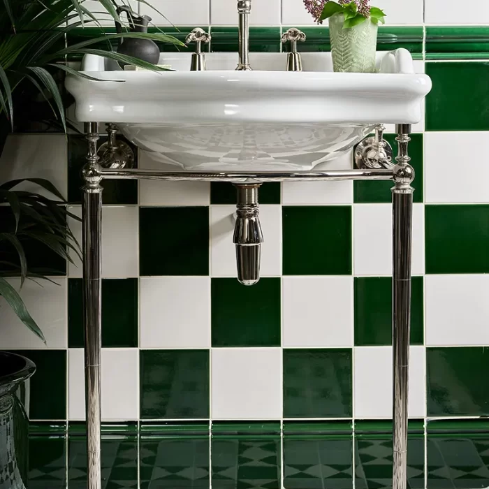 Victorian Style™ Wall Ceramic square green and white tiles