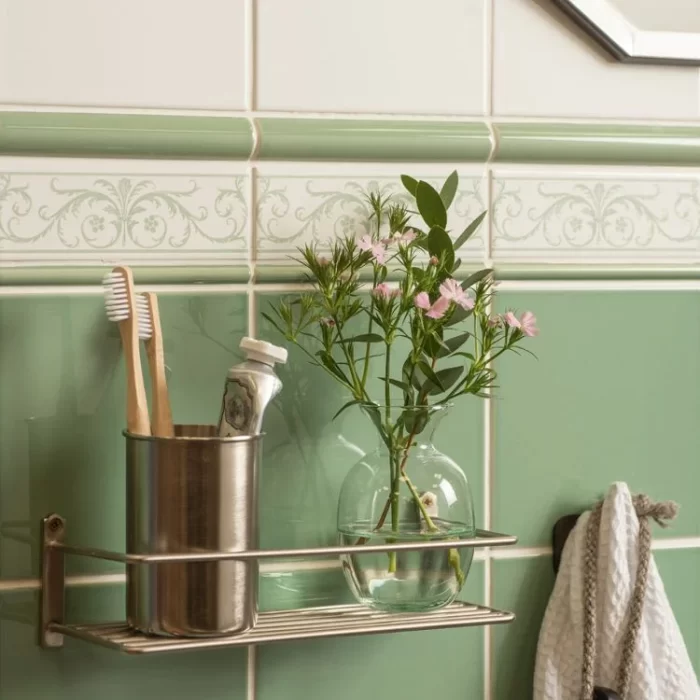 Acanthus Jade breeze On Brilliant White tile