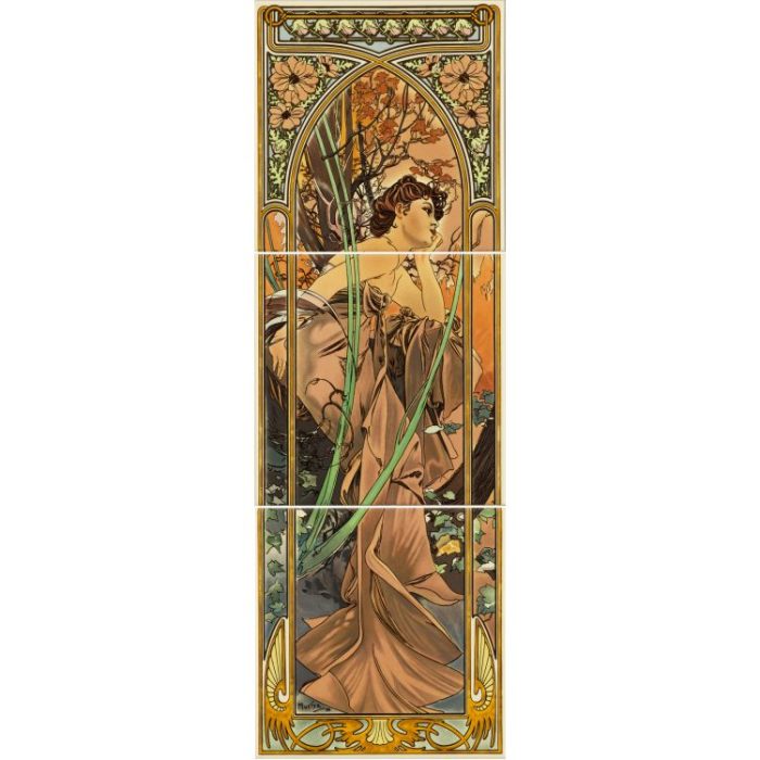 Alphonse Mucha Evening Reverie Right Hand Set on County White