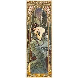 Alphonse Mucha Nocturnal Slumber Right Hand Set 3 on County White