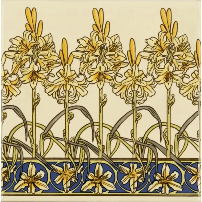 Alphonse Mucha Orchid On County White tile