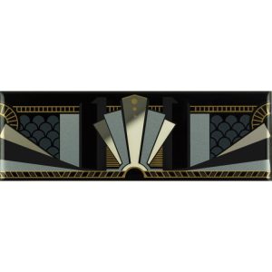 Black Manhattan Border With real Gold and Platinum on Black art deco style