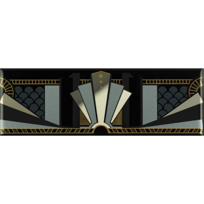 Black Manhattan Border With real Gold and Platinum on Black art deco style