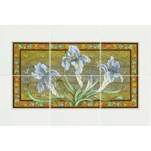 Blue Iris 6-Tile Panel On Brilliant White