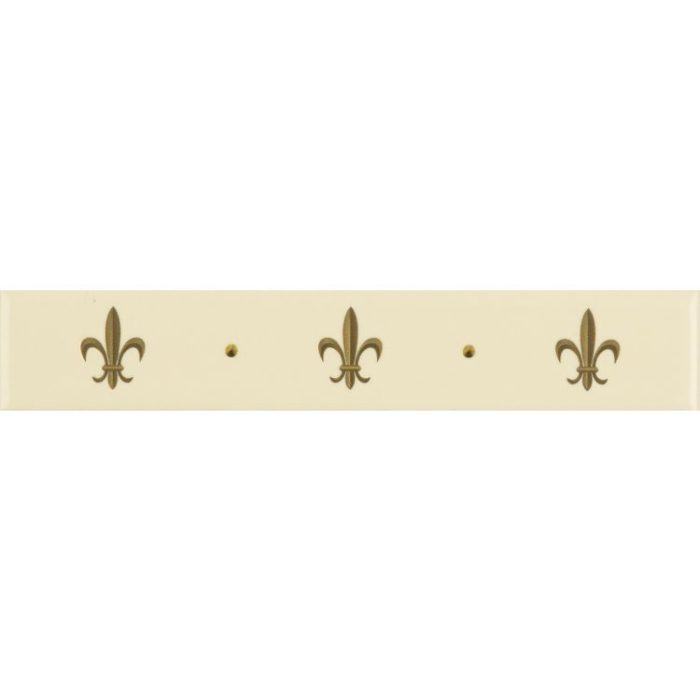 Fleur de Lis Border Gold on County White tile