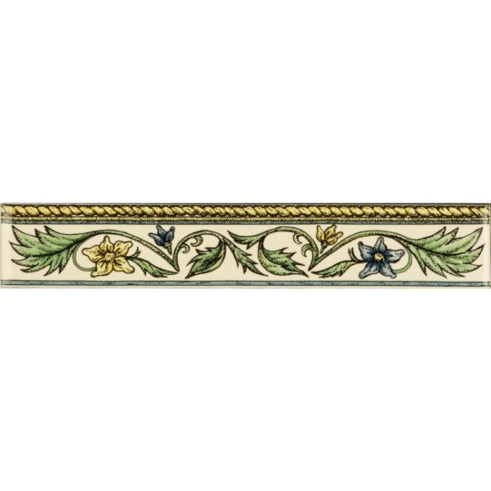 Floral Rope Blue & Yellow Classical Decorative Border on County White