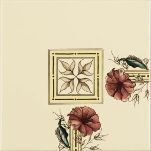 Flower and Foliage Corner Tile on County White