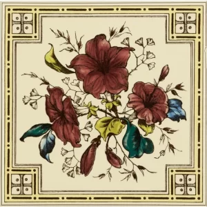 Flower and Foliage Single Tile on County White