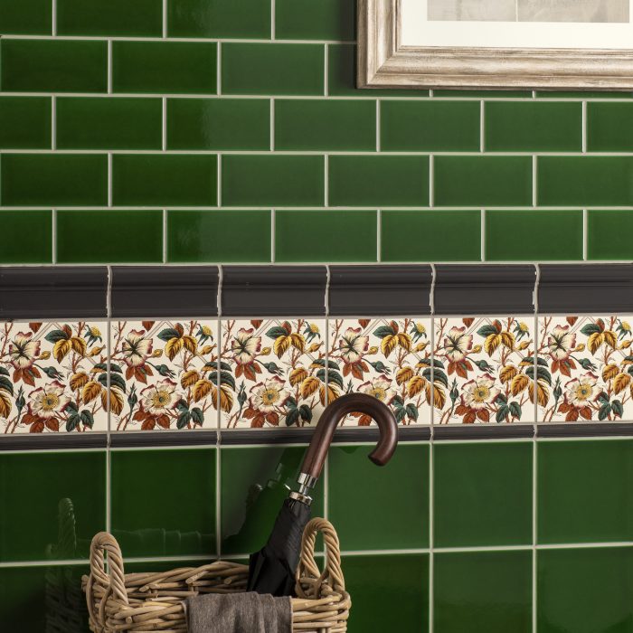 Floral Trellis Continuous Pattern on County White tiles