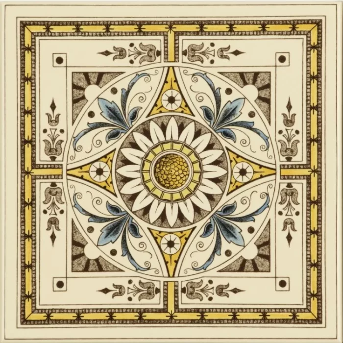 Symmetrical Classical Pattern Tile on County White