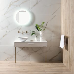 Bianco Oro 90 X 90 Polished Marble Effect Porcelain Tile