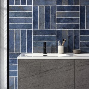 Oken Blue Brick Gloss 30x7.5cm Tile
