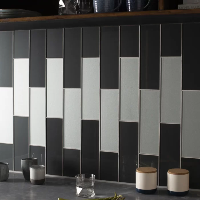 Light Slate Grey Glass Metro Tile