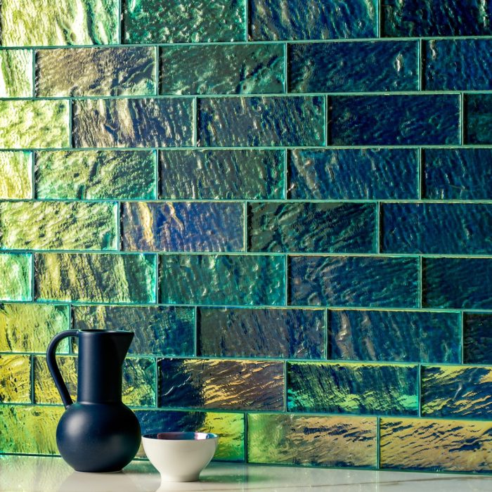 Blue Gloss Brick Glass Tile