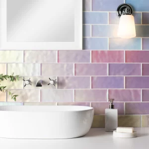 Candy Floss Pink Glass Mosaic Sheet