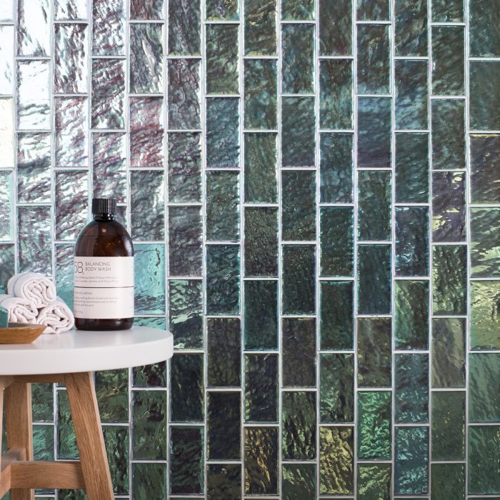 Silver Gloss Glass Mosaic Brick Sheet