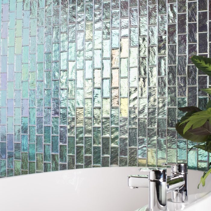 Silver Gloss Glass Mosaic Brick Sheet bathroom