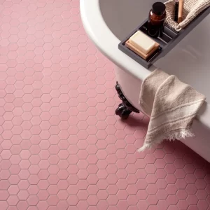 Slip Resistant Pink Hexagon Mosaic