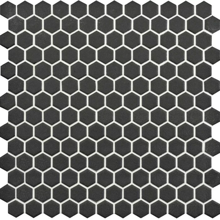 Mini Black Mixed Hexagon Mosaic sheet