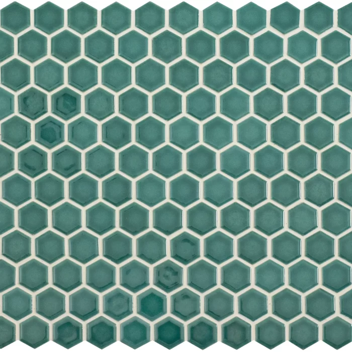 Mini Green Gloss Hexagon Mosaic sheet