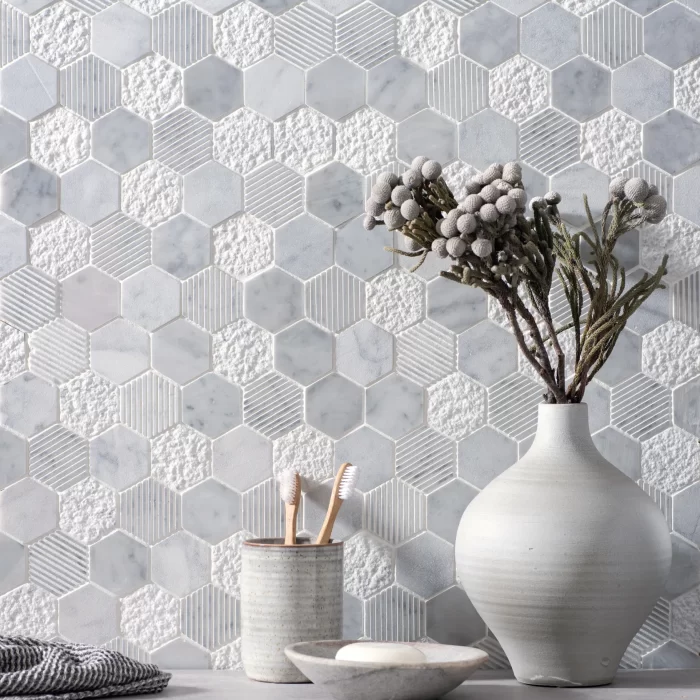 Cirrus Large Hexagon Marble Mosaic