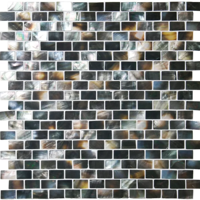 Mother of Pearl Dark Brickbond Metro Mosaic Sheet