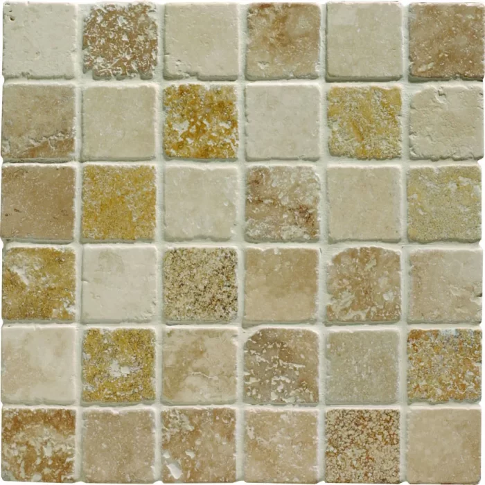 Oatmeal Tumbled Travertine 48mm Mosaic tile