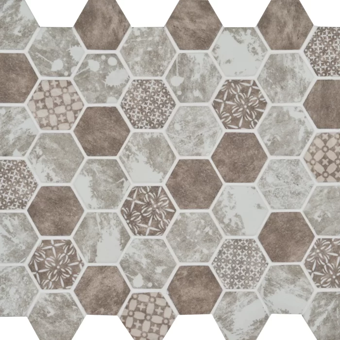 Eco Recyled Glass Hexagon Mosaic Tile sheet