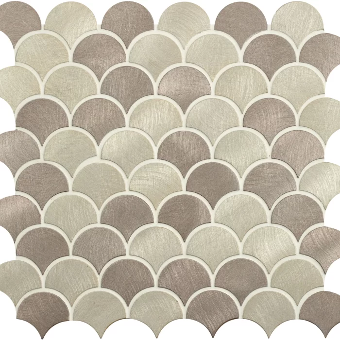 Scallop Grey Aluminium Mosaic Tile Sheet