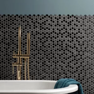 Mini Black Mixed Hexagon Mosaic