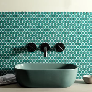 Mini Green Gloss Hexagon Mosaic