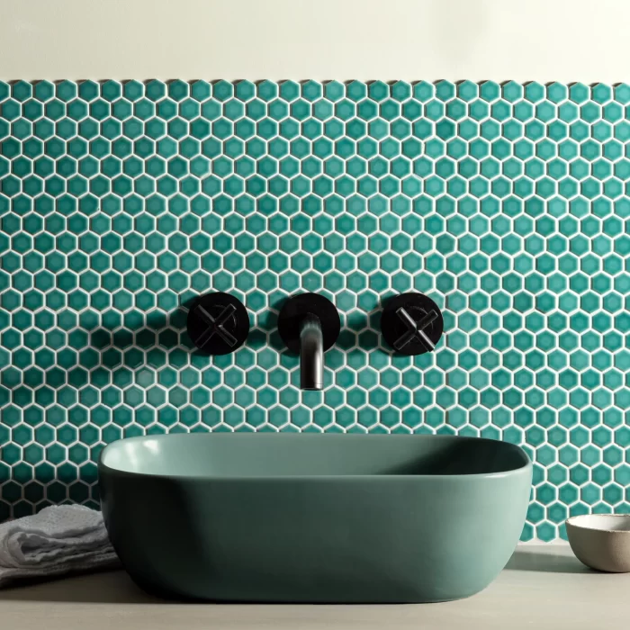 Mini Green Gloss Hexagon Mosaic