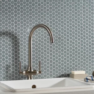 Mini Light Grey Gloss Hexagon Mosaic