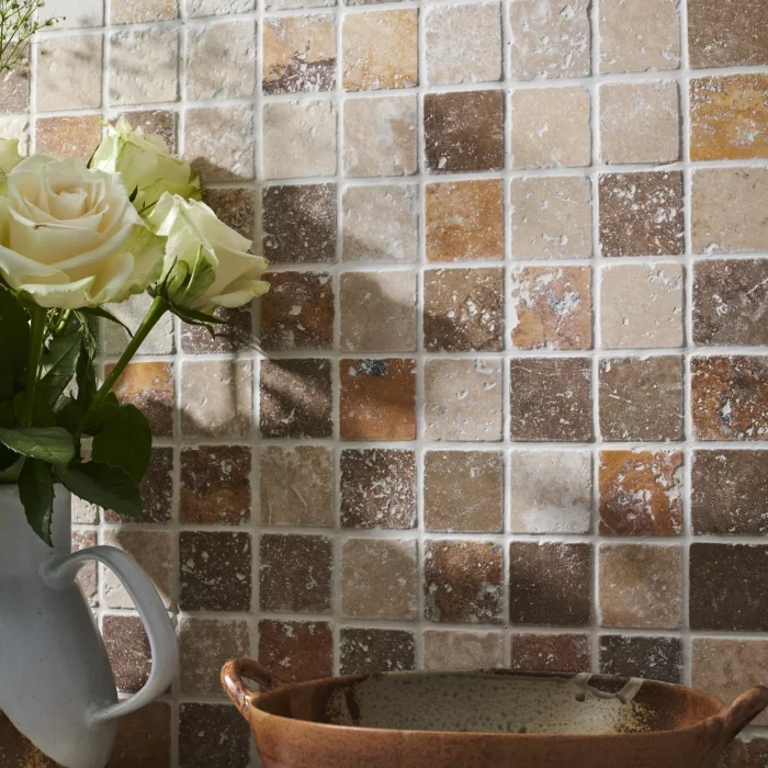 Oatmeal Tumbled Travertine 48mm Mosaic