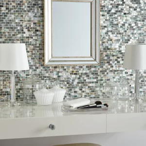 Mother of Pearl Dark Brickbond Metro Mosaic Sheets