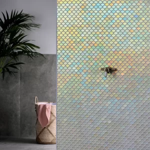 Pearl Scale Frosted Scallop Mosaic Sheet