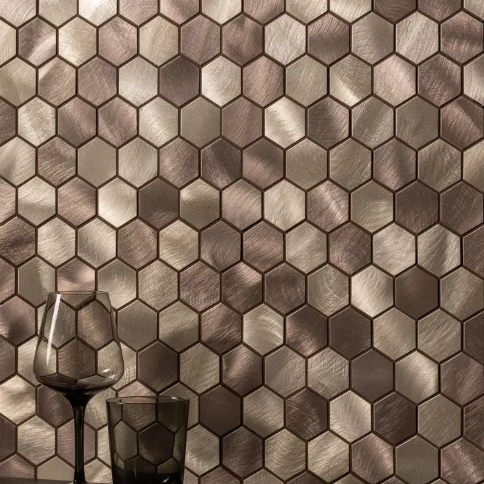 Hexagon Aluminium Metal Mosaic Tiles