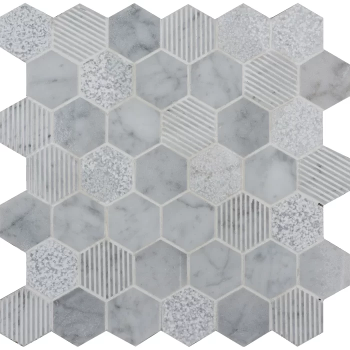 Cirrus Large Hexagon Marble Mosaic sheet