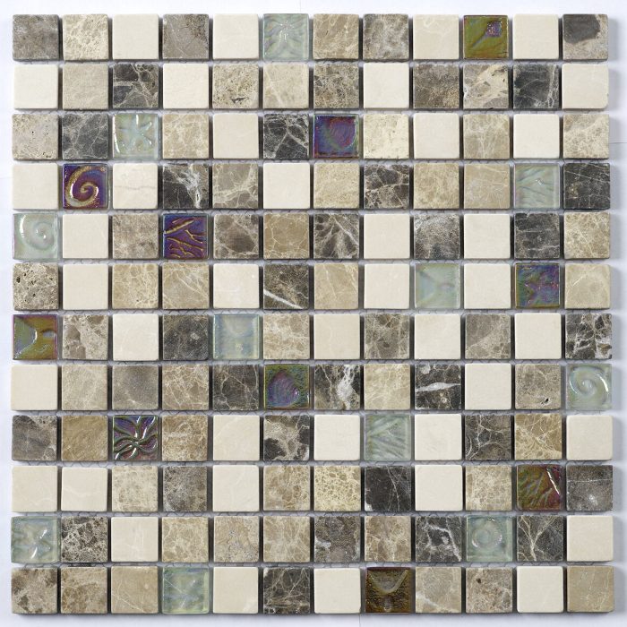 Emperador Cream Glass/Stone Mix Mosaic