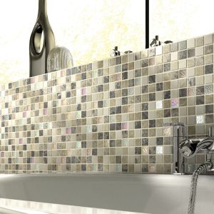 Emperador Cream Glass/Stone Mix Mosaic 23x23mm